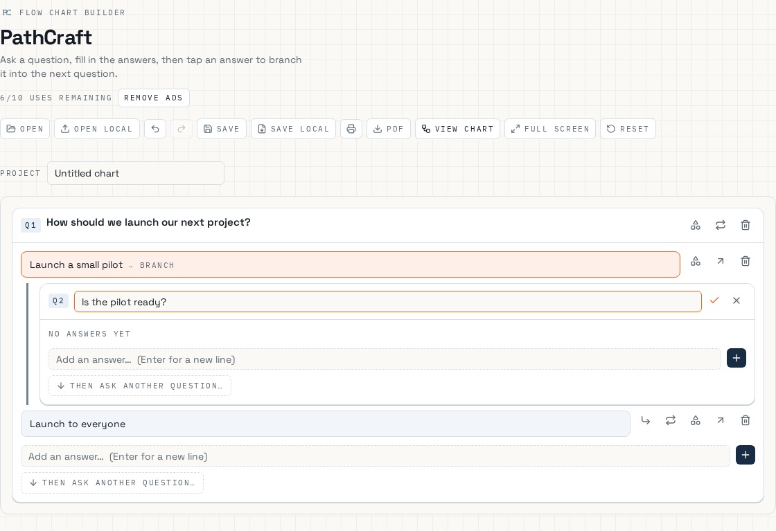 PathCraft app: Editing a question