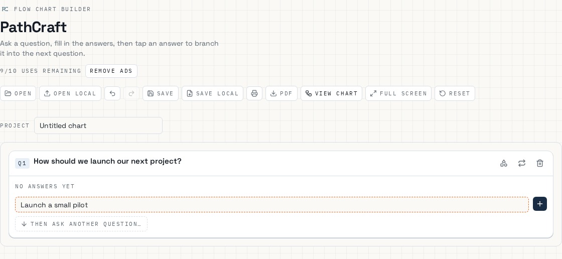 PathCraft app: Add button pressed — typing an answer